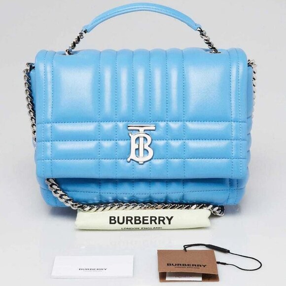 Burberry Blue Quilted Leather Small Lola Flap Shoulder Bag - Picture 1 of 12